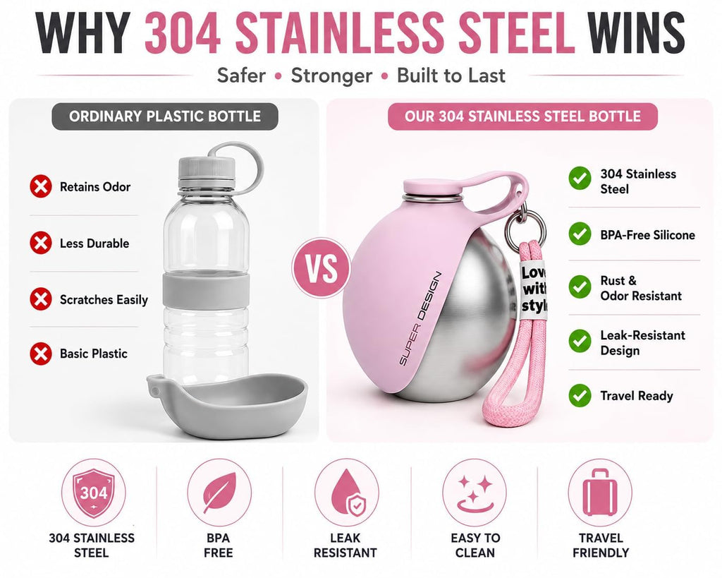 Portable Dog Water Bottle – 2-in-1 with Foldable Bowl | 50% Off