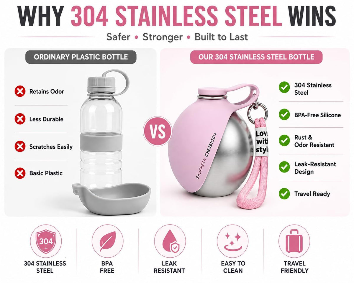 Portable Dog Water Bottle – 2-in-1 with Foldable Bowl | 50% Off