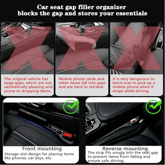 Car Seat Gap Filler Organizer – 2-in-1 Set (Pack of 2)