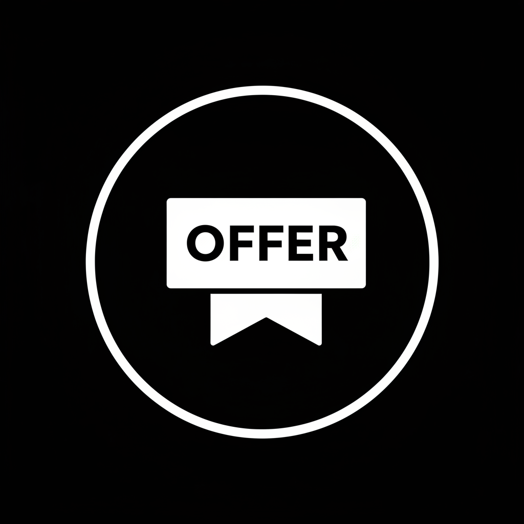 Black and White Offer Icon